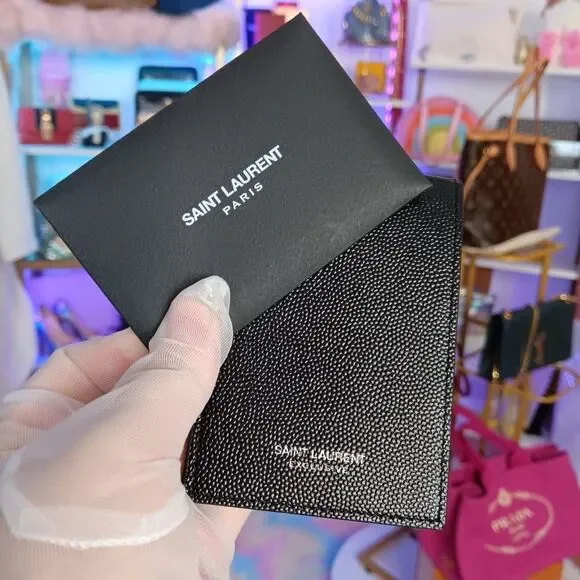 Yves Saint Laurent Black Leather Stationary NotePad Cover Case/Card Case full se - Picture 2 of 8